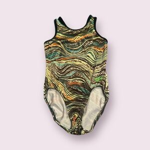Colorful Swirl Animal Patterned Gymnastics Outfit Girls